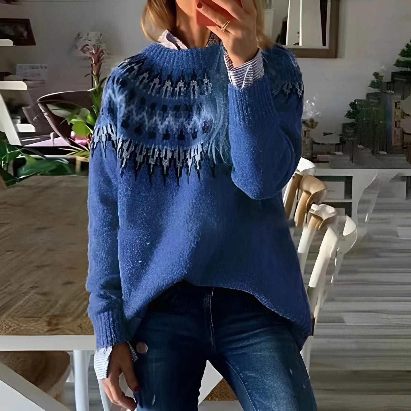 Elina – Damski sweter oversize z motywem norweskim