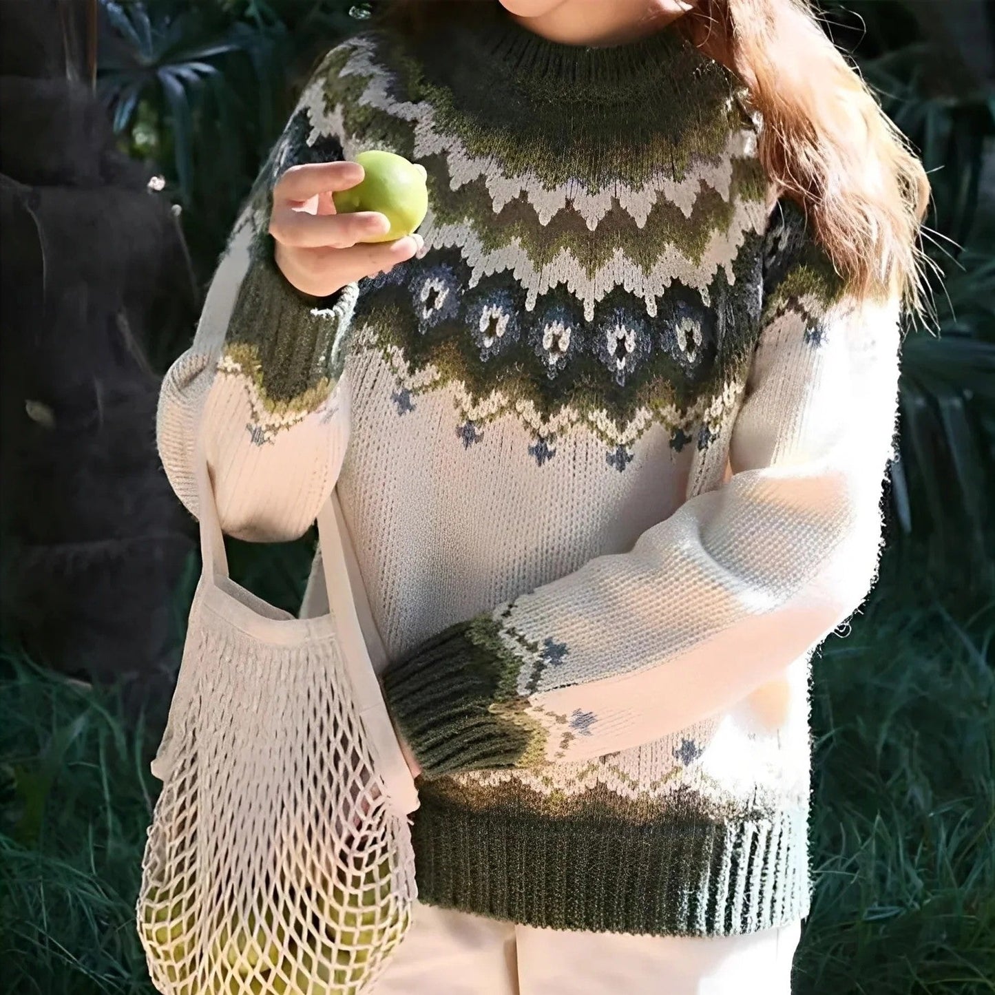 Elina – Damski sweter oversize z motywem norweskim